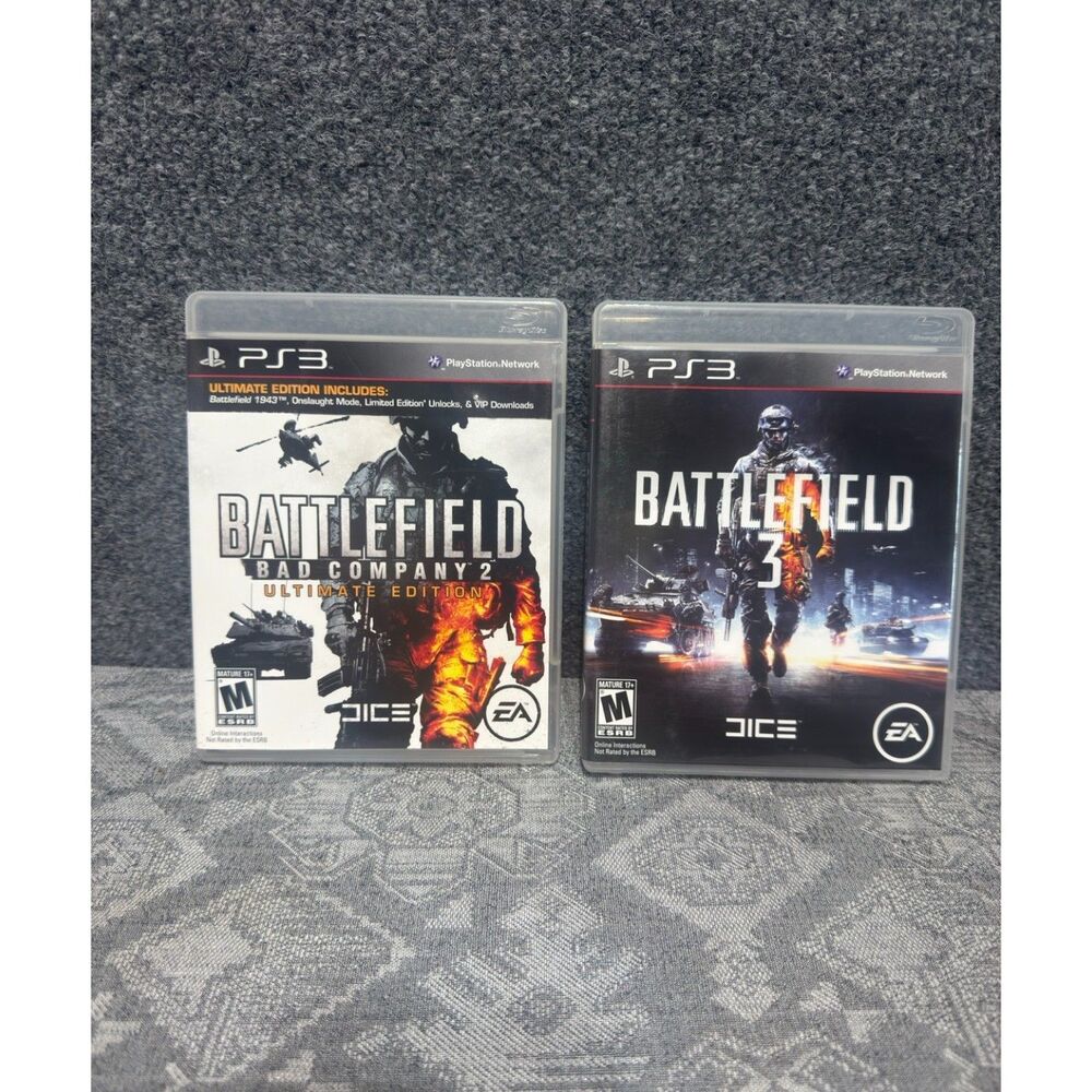 LOT 2x Battlefield 3 + Bad Company 2 Ultimate Edition PS3 Lot CIB w/ Inserts